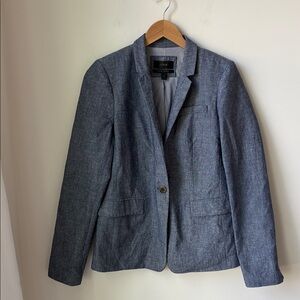 J. Crew Regent Blazer in Blue Chambray Cotton Breathable Career Preppy Size 10T